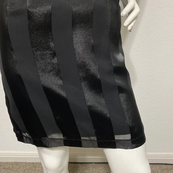 Wanko Black Satin Striped Square Neck Sheath Dress - Size S - Picture 9 of 10